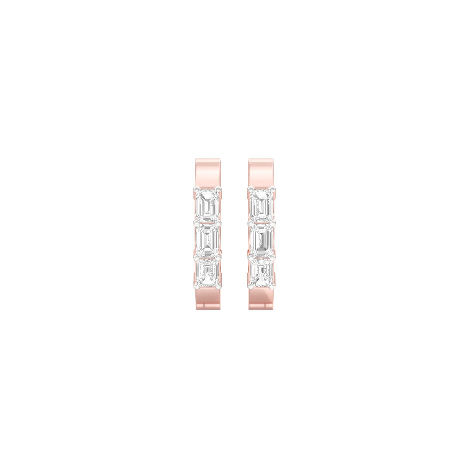 Squared One Diamond Bali Earrings 18 KT / Rose Gold