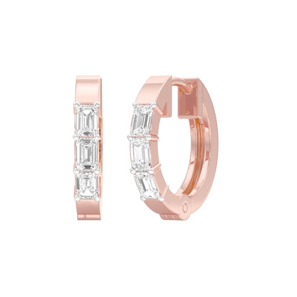 Squared One Diamond Bali Earrings 18 KT / Rose Gold