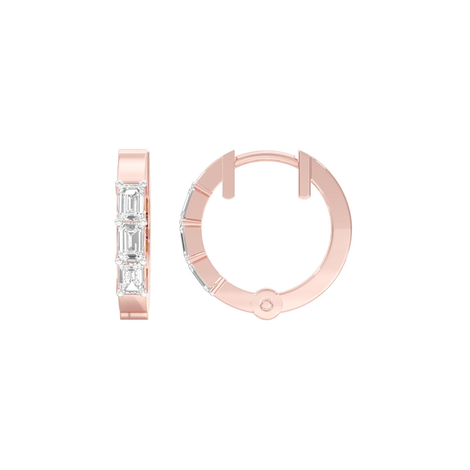 Squared One Diamond Bali Earrings 18 KT / Rose Gold
