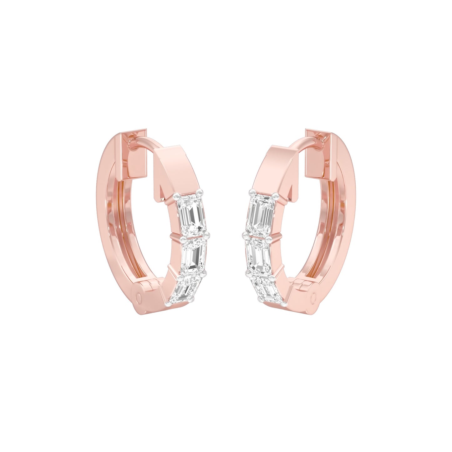 Squared One Diamond Bali Earrings 18 KT / Rose Gold