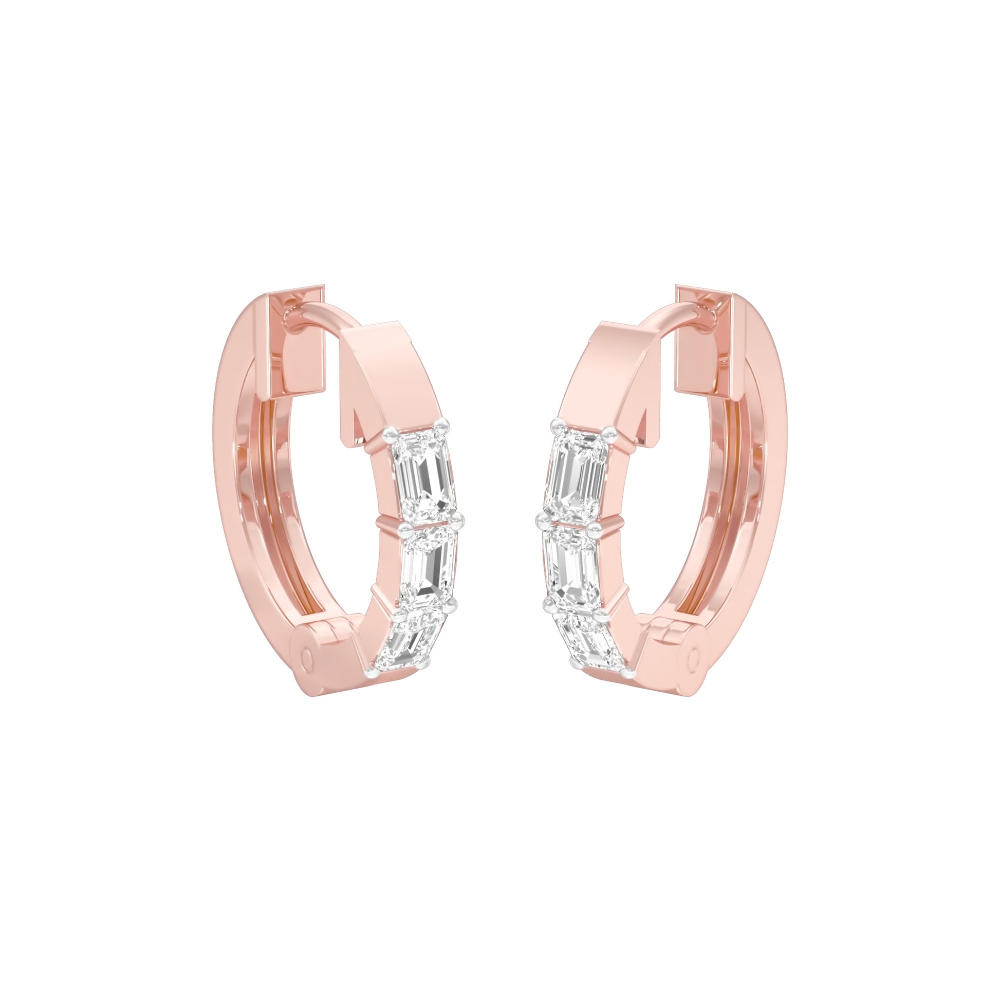Squared One Diamond Bali Earrings 18 KT / Rose Gold