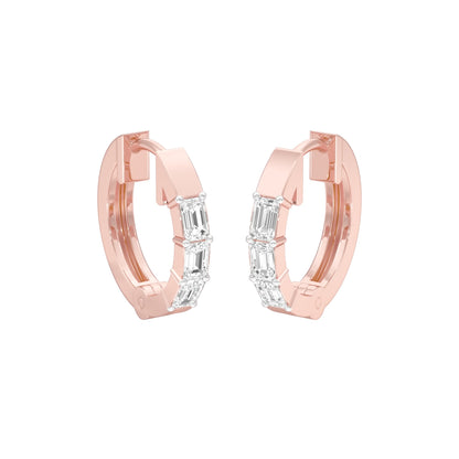 Squared One Diamond Bali Earrings 18 KT / Rose Gold