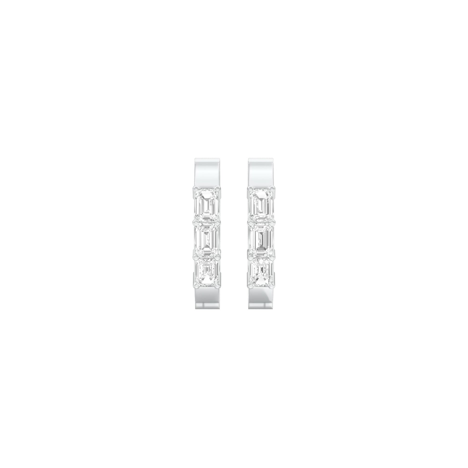 Squared One Diamond Bali Earrings 18 KT / White Gold