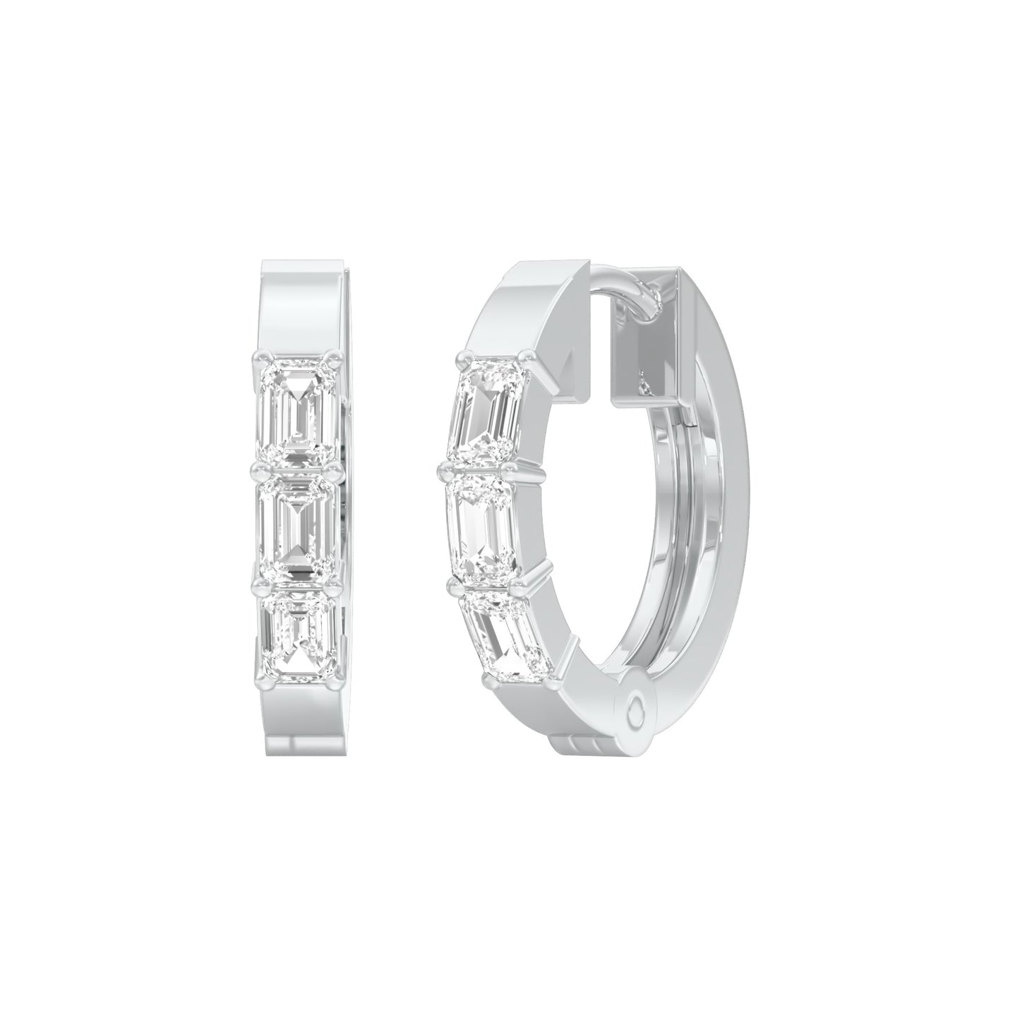 Squared One Diamond Bali Earrings 18 KT / White Gold