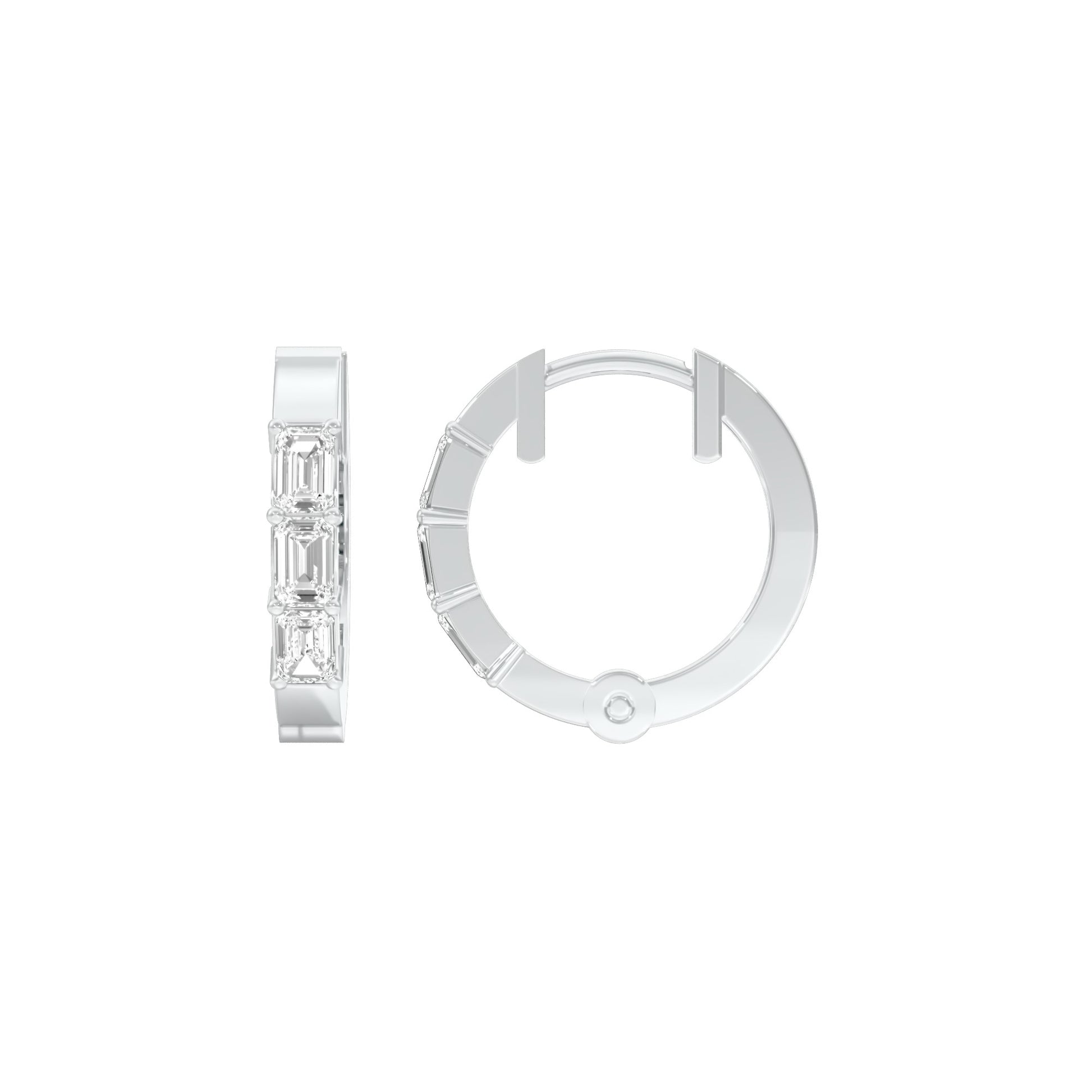 Squared One Diamond Bali Earrings 18 KT / White Gold