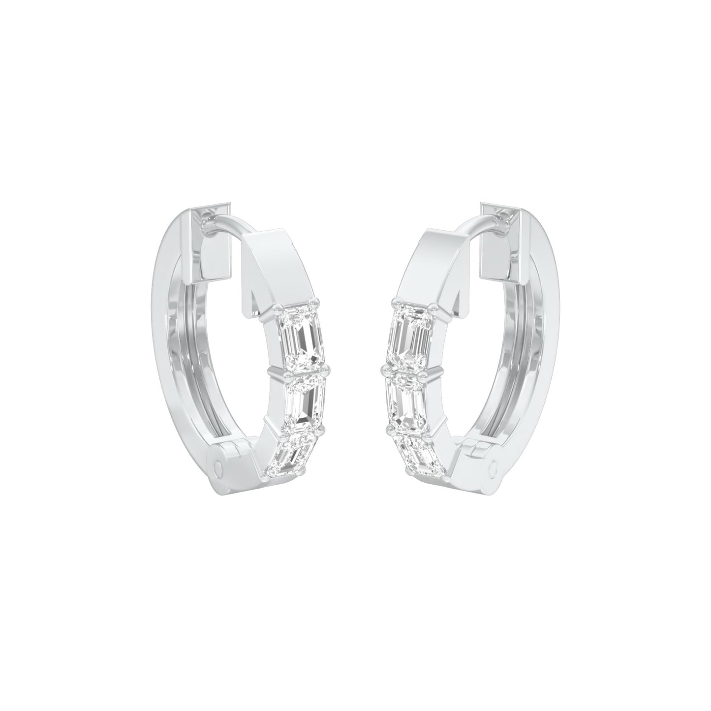 Squared One Diamond Bali Earrings 18 KT / White Gold