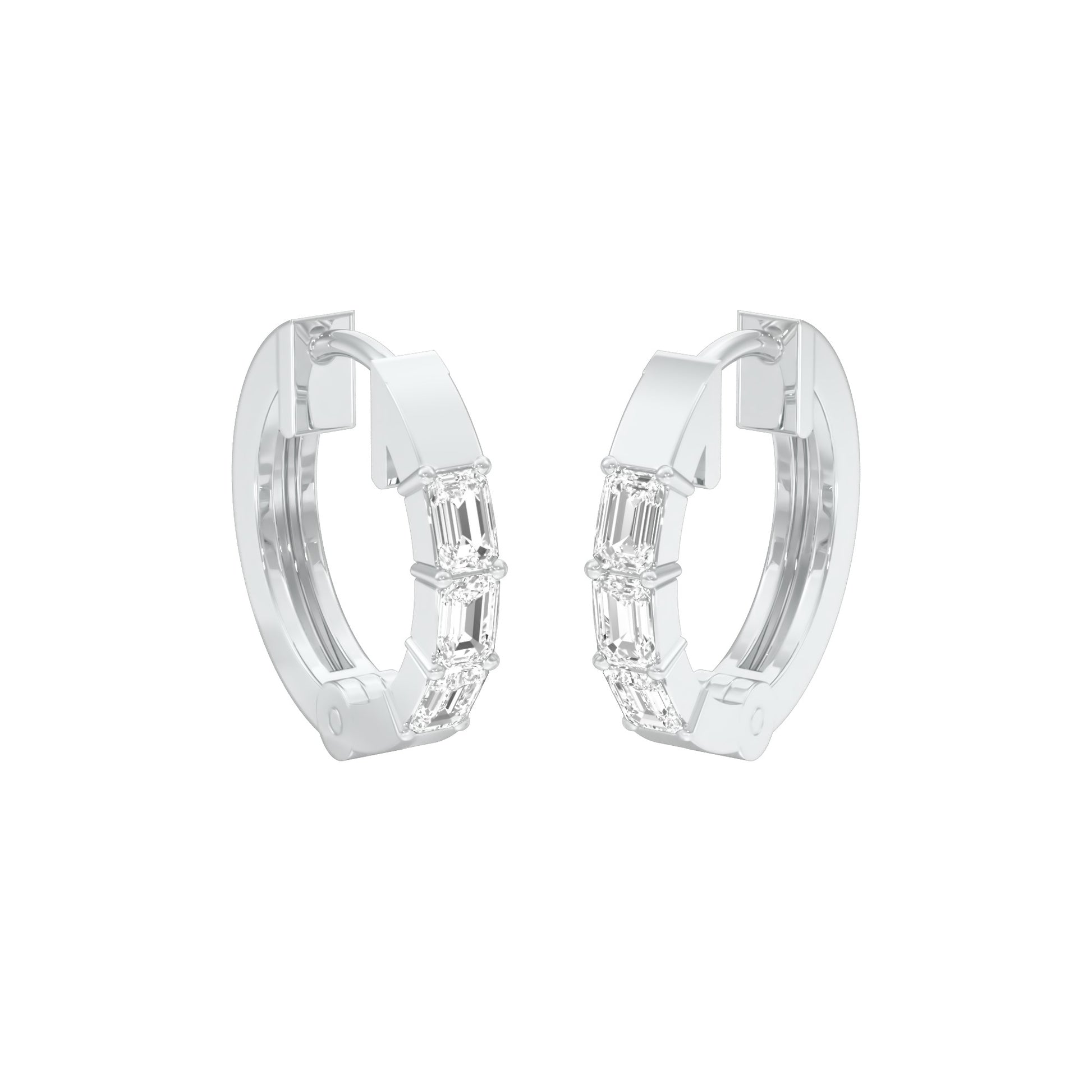 Squared One Diamond Bali Earrings 18 KT / White Gold