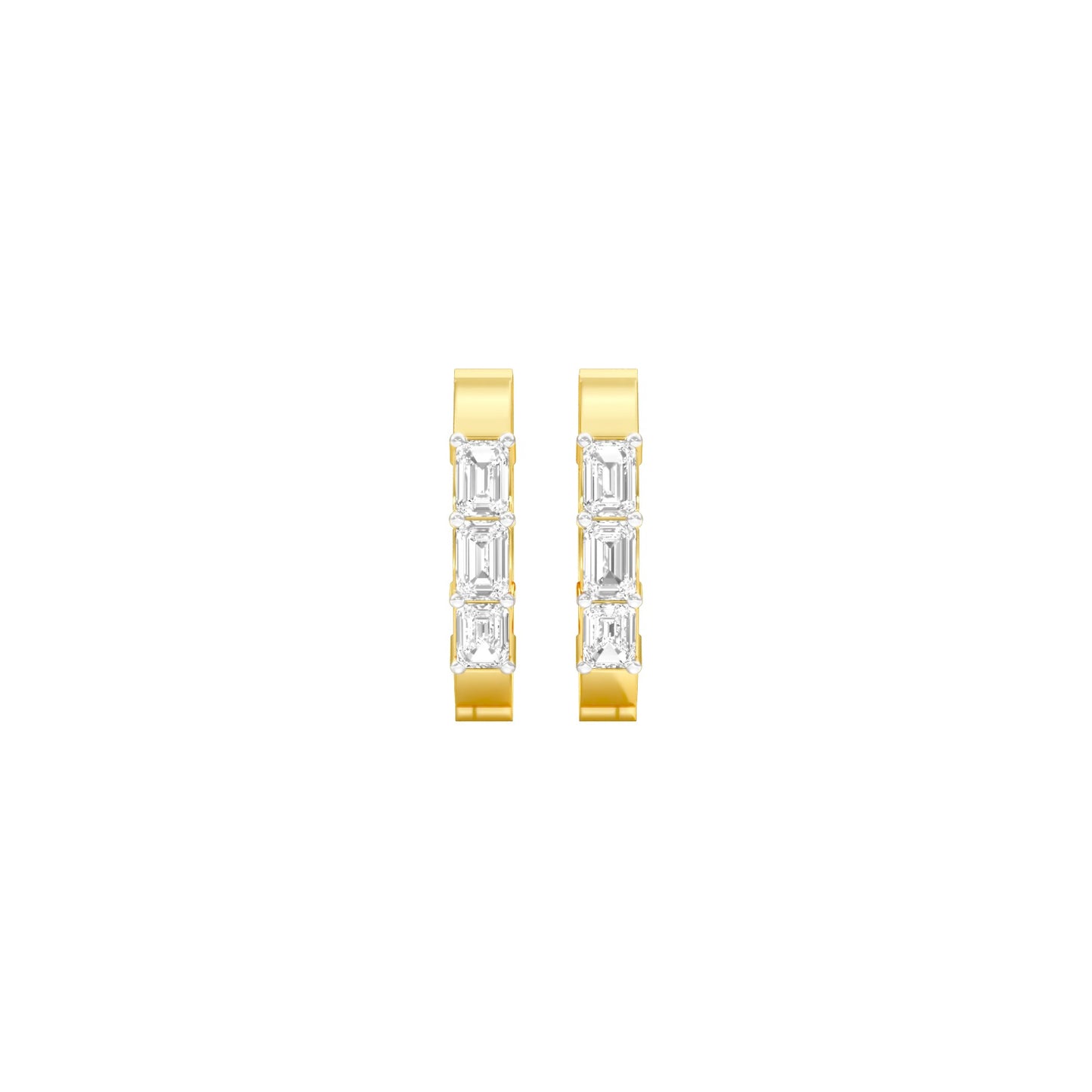 Squared One Diamond Bali Earrings 18 KT / Yellow Gold