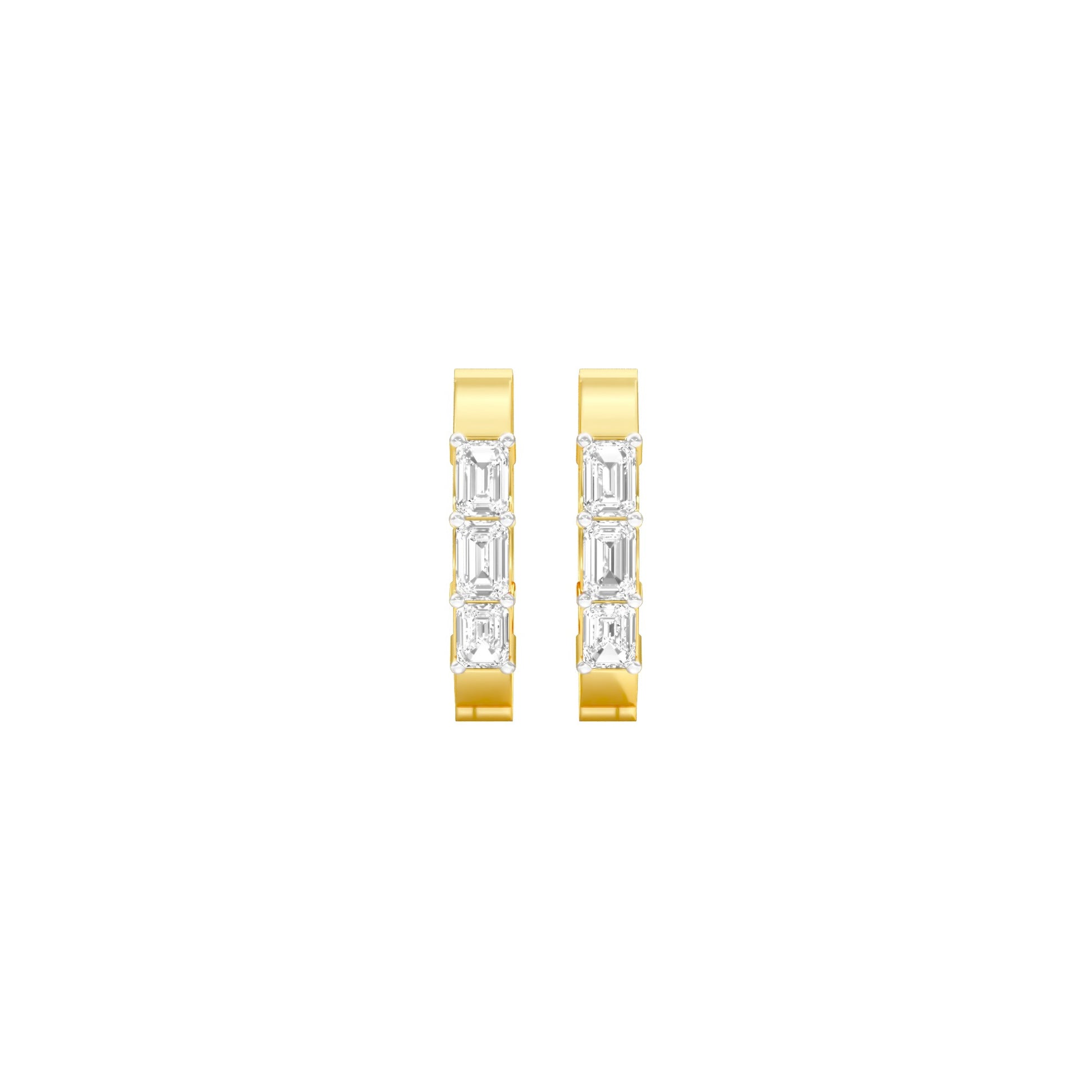 Squared One Diamond Bali Earrings 18 KT / Yellow Gold