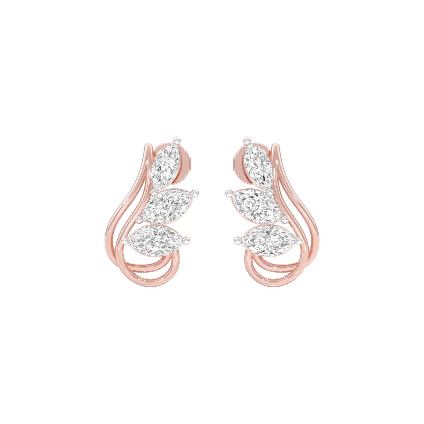 Flutter Curve Diamond Stud Earrings 18 KT / Rose Gold