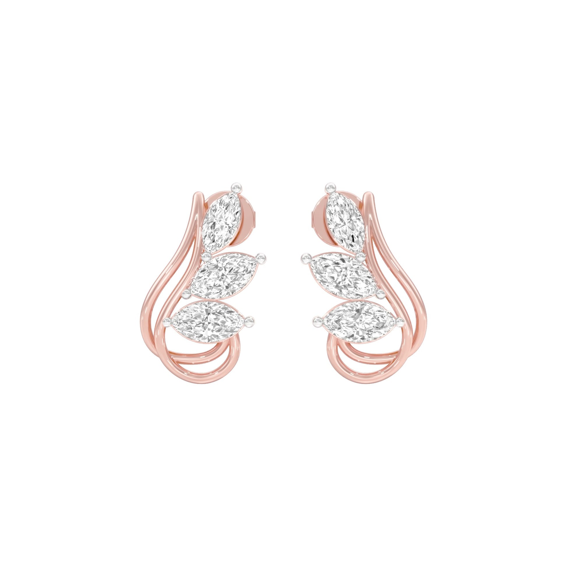 Flutter Curve Diamond Stud Earrings 18 KT / Rose Gold