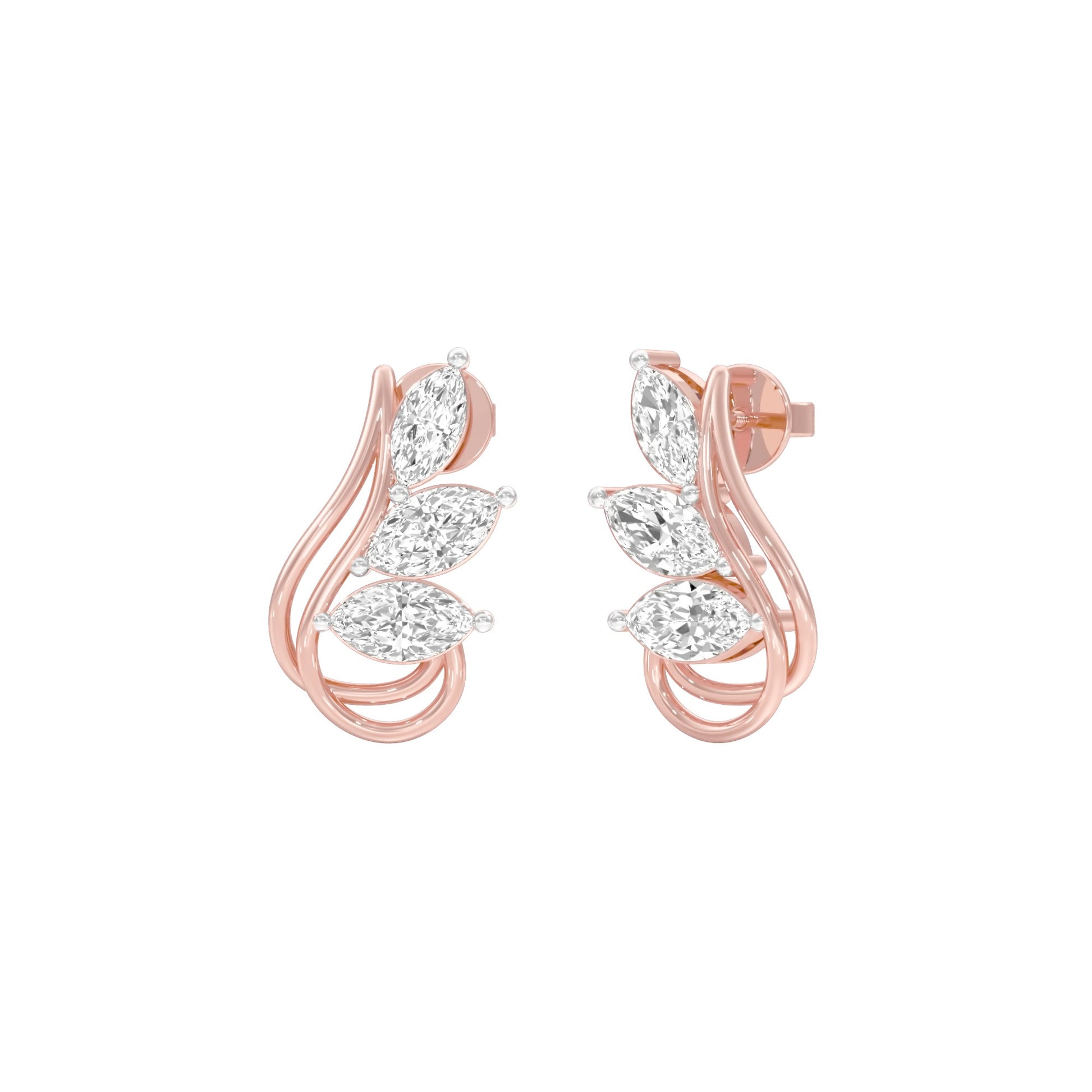 Flutter Curve Diamond Stud Earrings 18 KT / Rose Gold