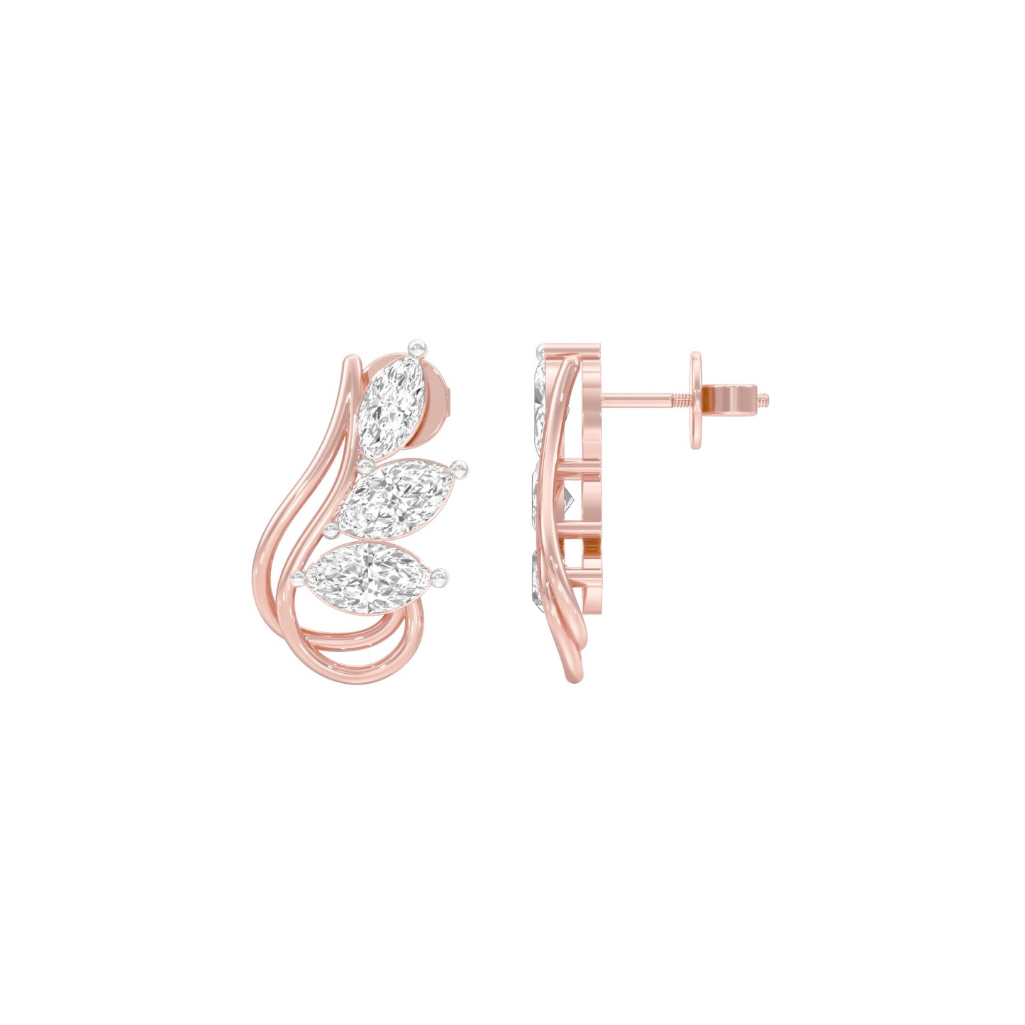 Flutter Curve Diamond Stud Earrings 18 KT / Rose Gold