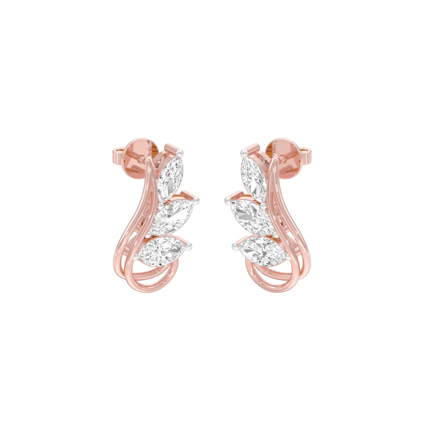 Flutter Curve Diamond Stud Earrings 18 KT / Rose Gold