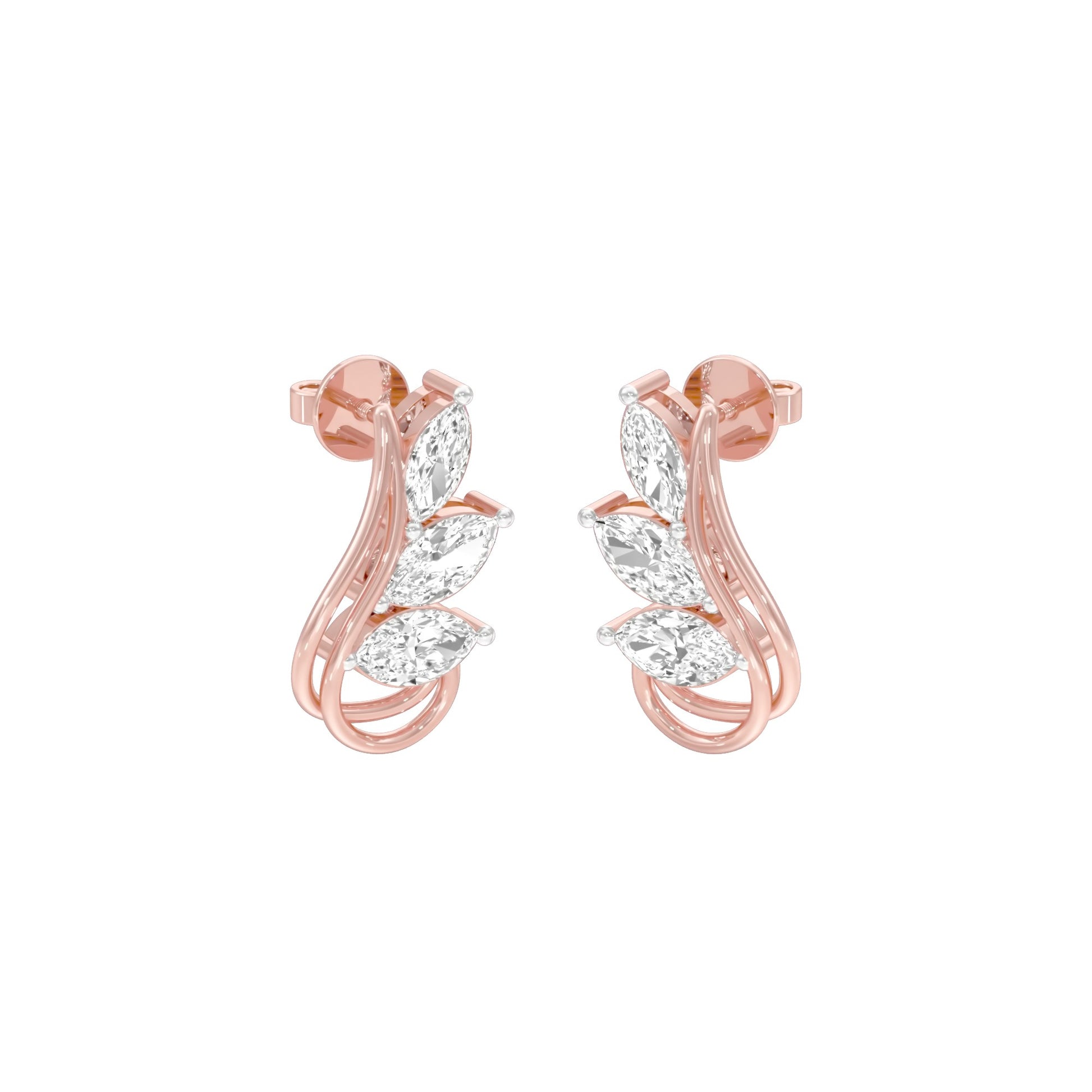 Flutter Curve Diamond Stud Earrings 18 KT / Rose Gold