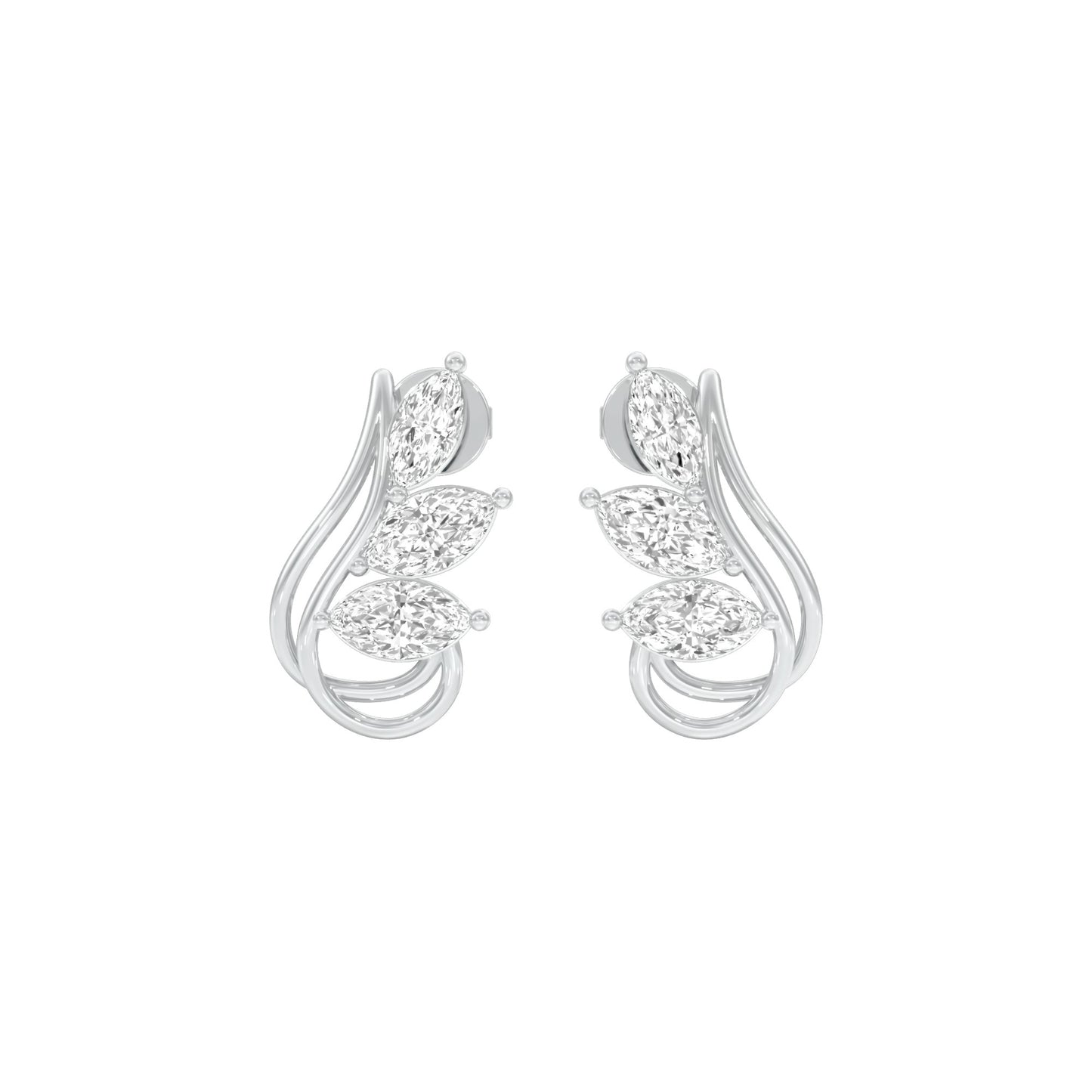 Flutter Curve Diamond Stud Earrings 18 KT / White Gold