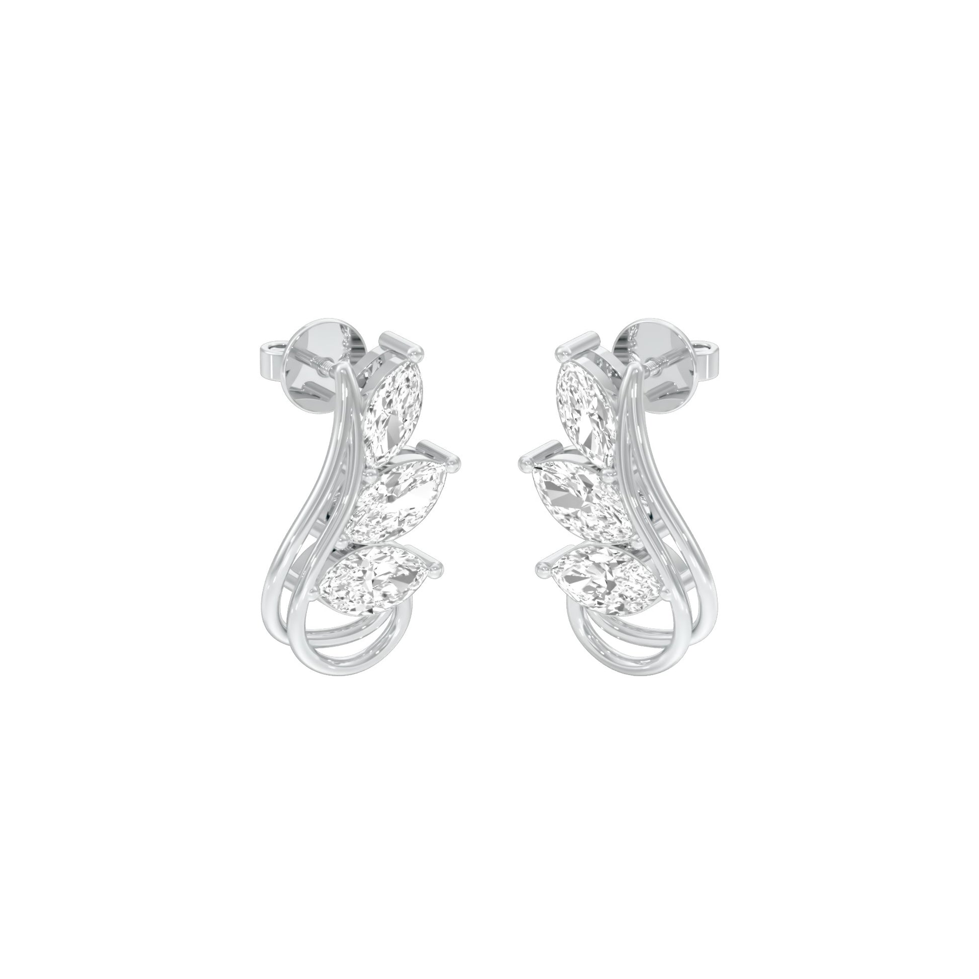 Flutter Curve Diamond Stud Earrings 18 KT / White Gold