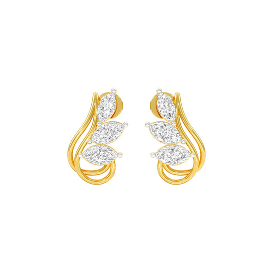 Flutter Curve Diamond Stud Earrings 18 KT / Yellow Gold