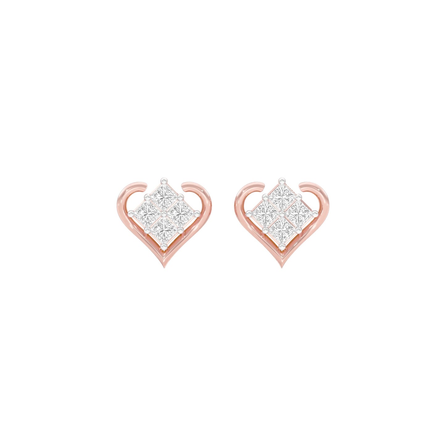 Sparkling Hearts Diamond Stud Earrings 18 KT / Rose Gold