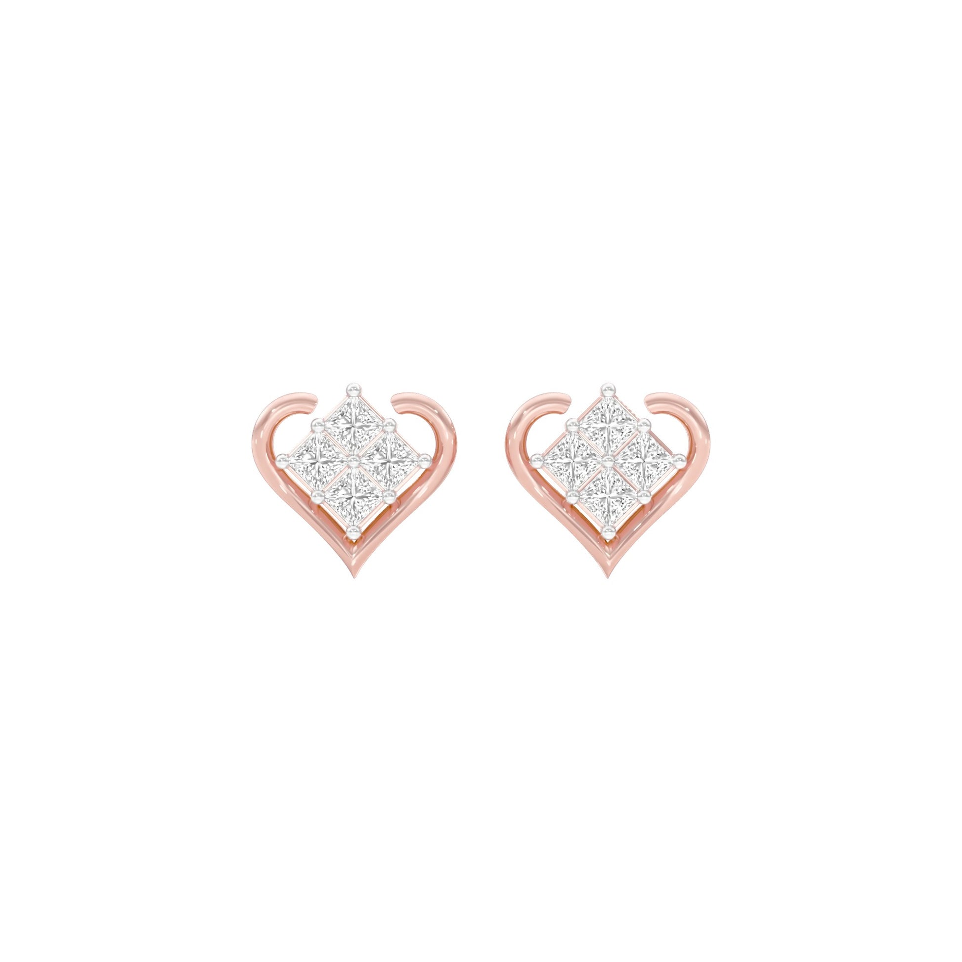 Sparkling Hearts Diamond Stud Earrings 18 KT / Rose Gold