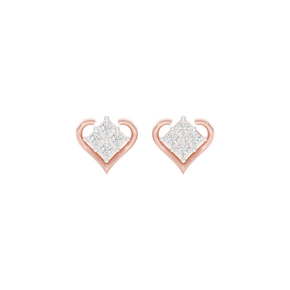 Sparkling Hearts Diamond Stud Earrings 18 KT / Rose Gold