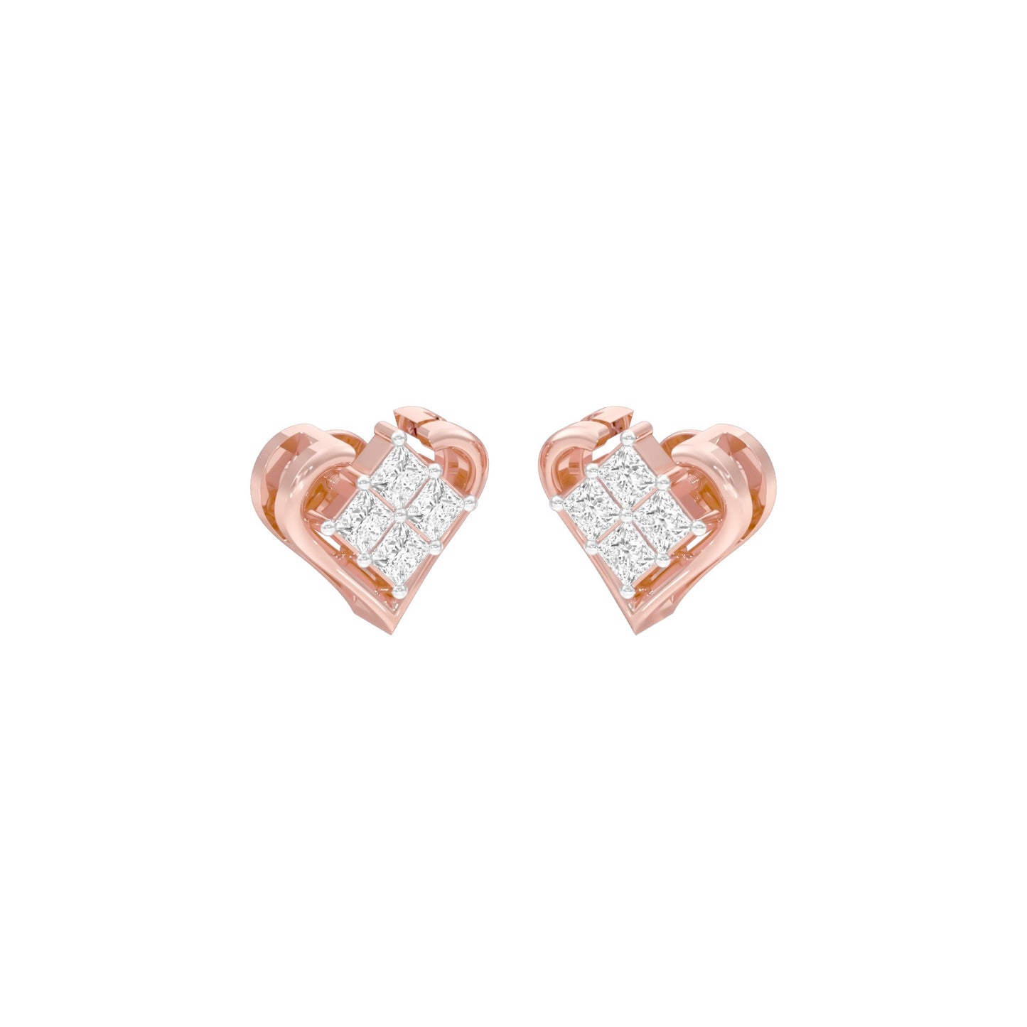 Sparkling Hearts Diamond Stud Earrings 18 KT / Rose Gold