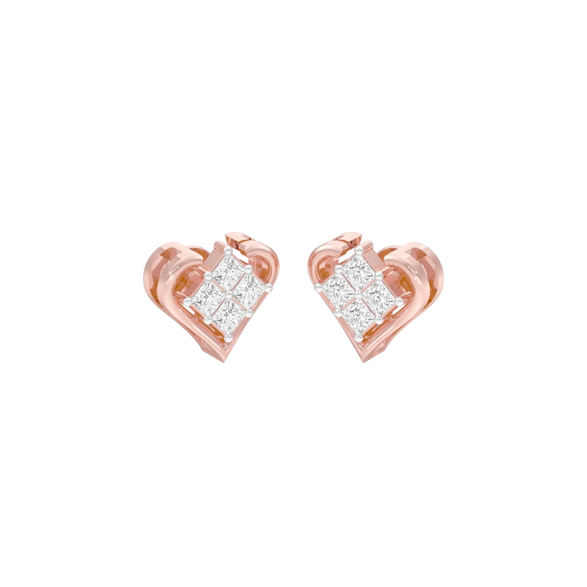 Sparkling Hearts Diamond Stud Earrings 18 KT / Rose Gold