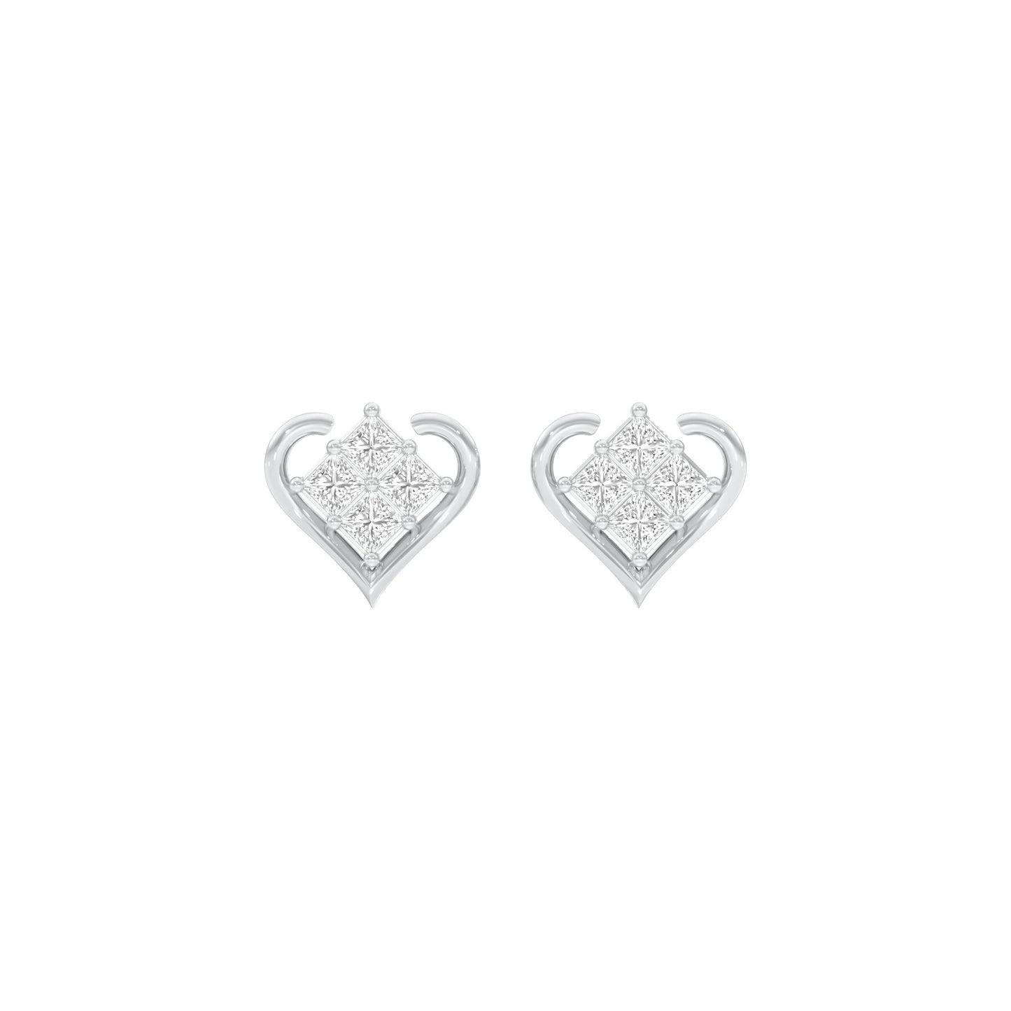 Sparkling Hearts Diamond Stud Earrings 18 KT / White Gold