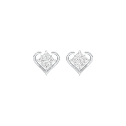 Sparkling Hearts Diamond Stud Earrings 18 KT / White Gold