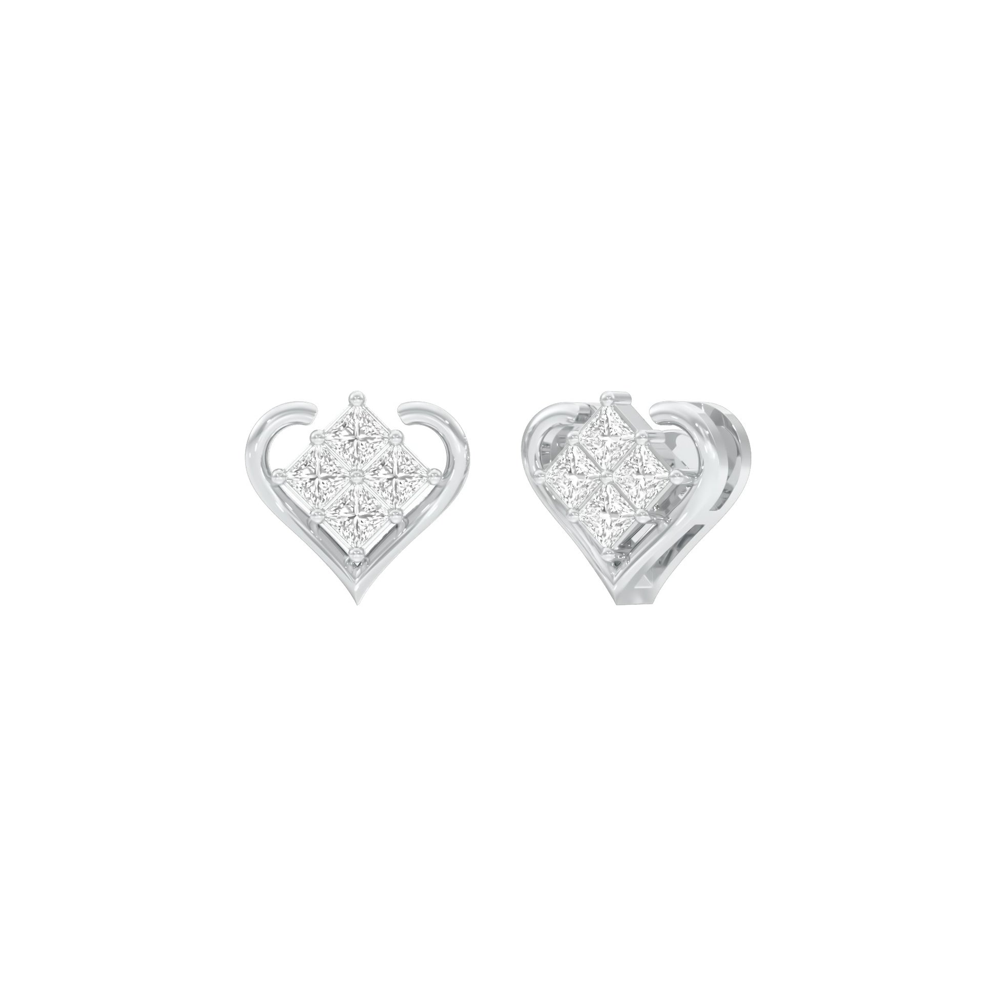 Sparkling Hearts Diamond Stud Earrings 18 KT / White Gold