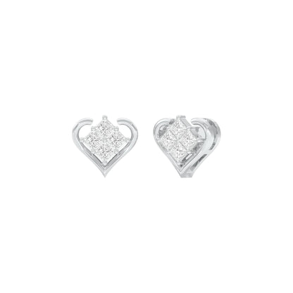 Sparkling Hearts Diamond Stud Earrings 18 KT / White Gold