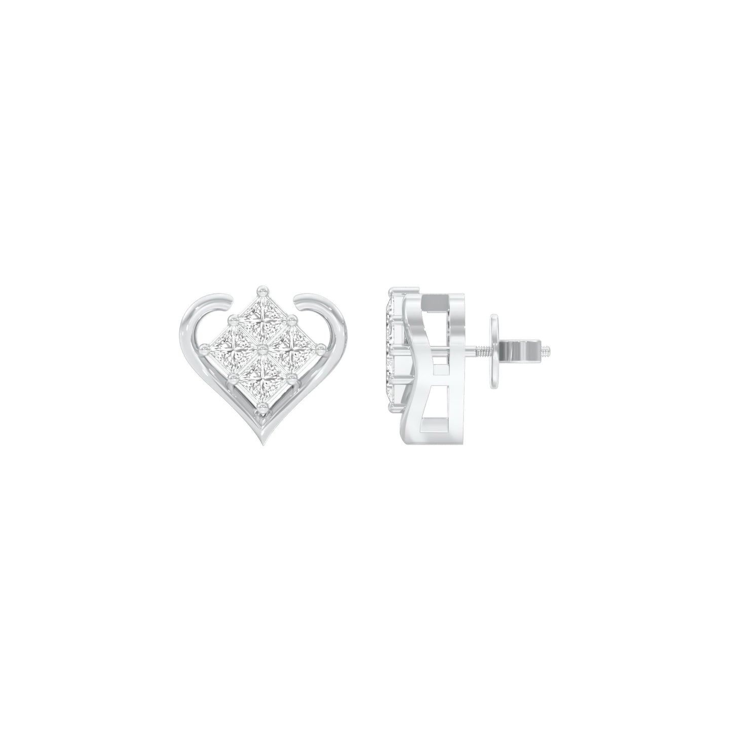 Sparkling Hearts Diamond Stud Earrings 18 KT / White Gold