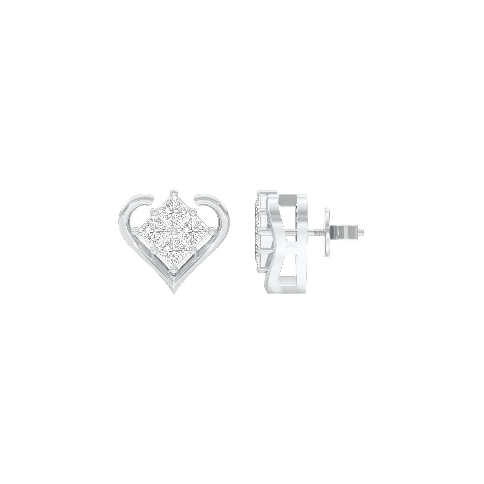 Sparkling Hearts Diamond Stud Earrings 18 KT / White Gold