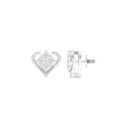 Sparkling Hearts Diamond Stud Earrings 18 KT / White Gold