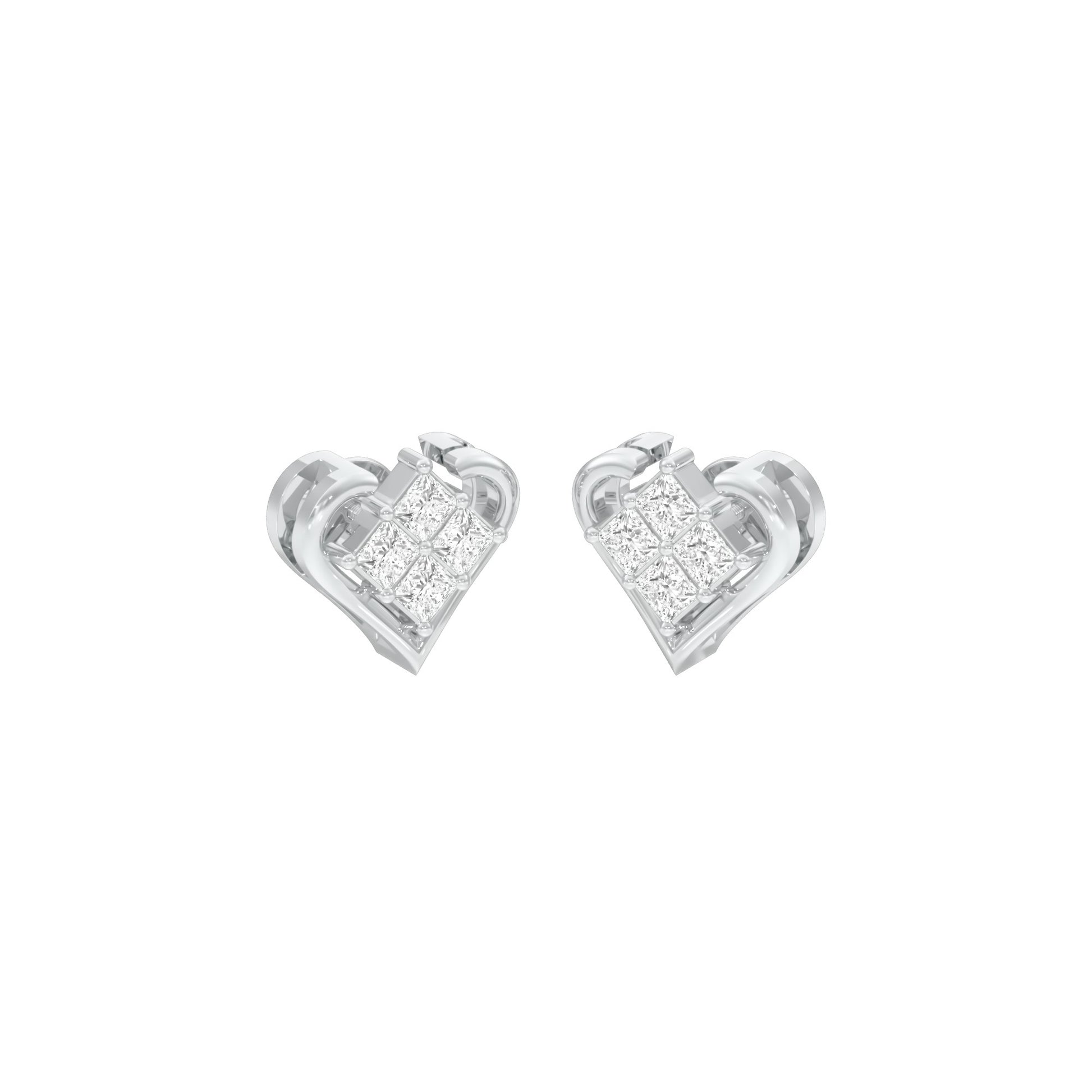 Sparkling Hearts Diamond Stud Earrings 18 KT / White Gold