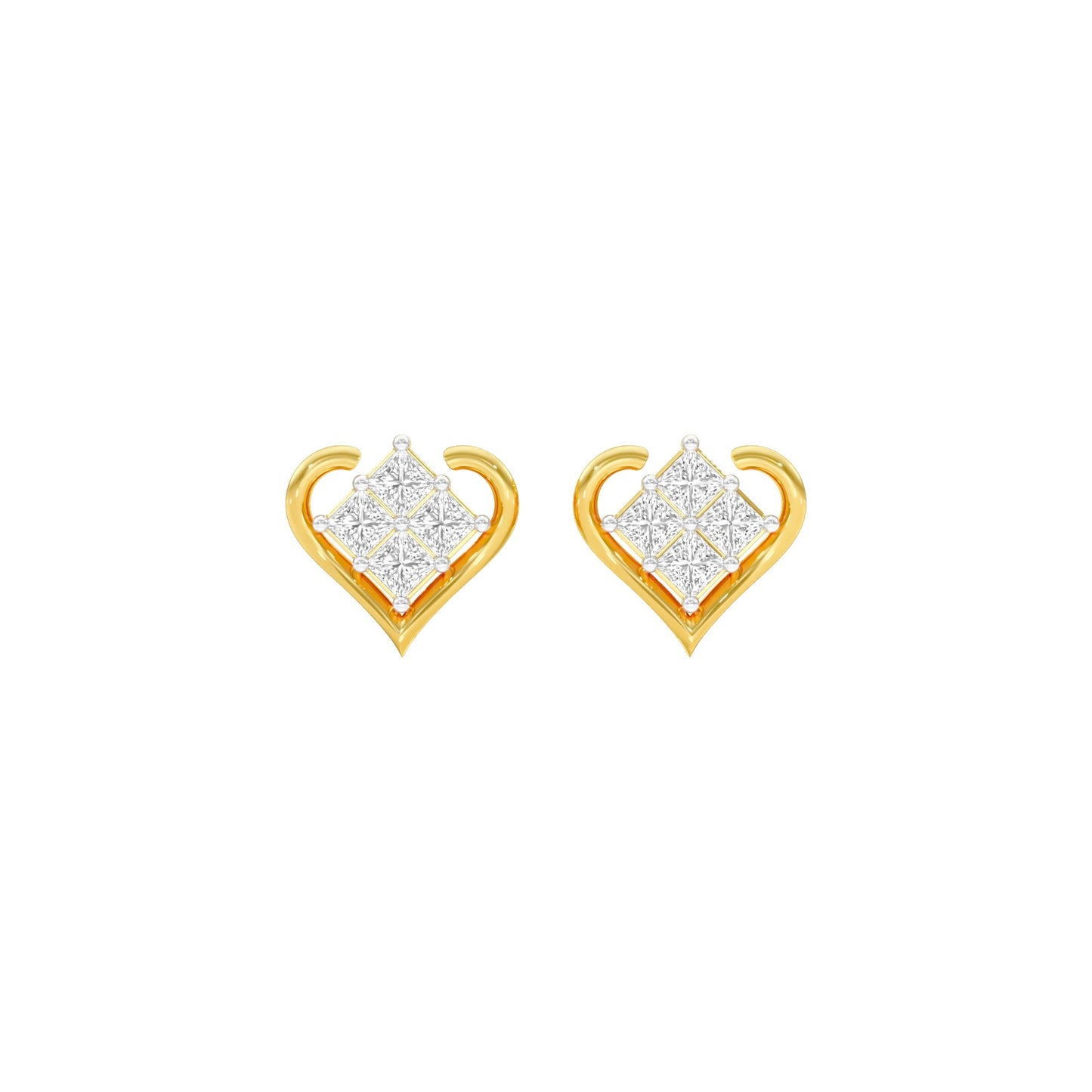 Sparkling Hearts Diamond Stud Earrings 18 KT / Yellow Gold
