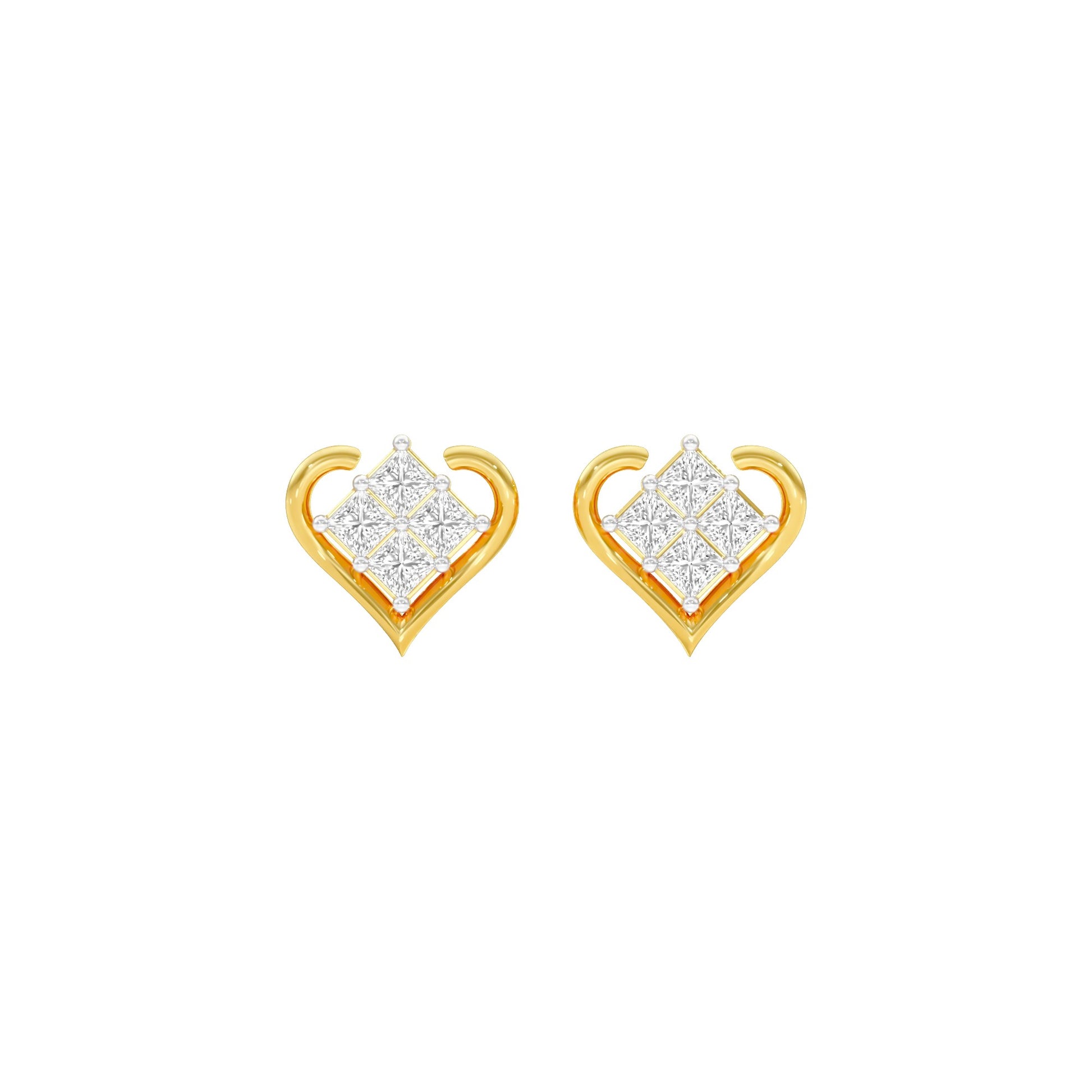 Sparkling Hearts Diamond Stud Earrings 18 KT / Yellow Gold