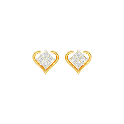 Sparkling Hearts Diamond Stud Earrings 18 KT / Yellow Gold