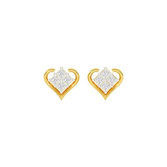 Sparkling Hearts Diamond Stud Earrings 18 KT / Yellow Gold