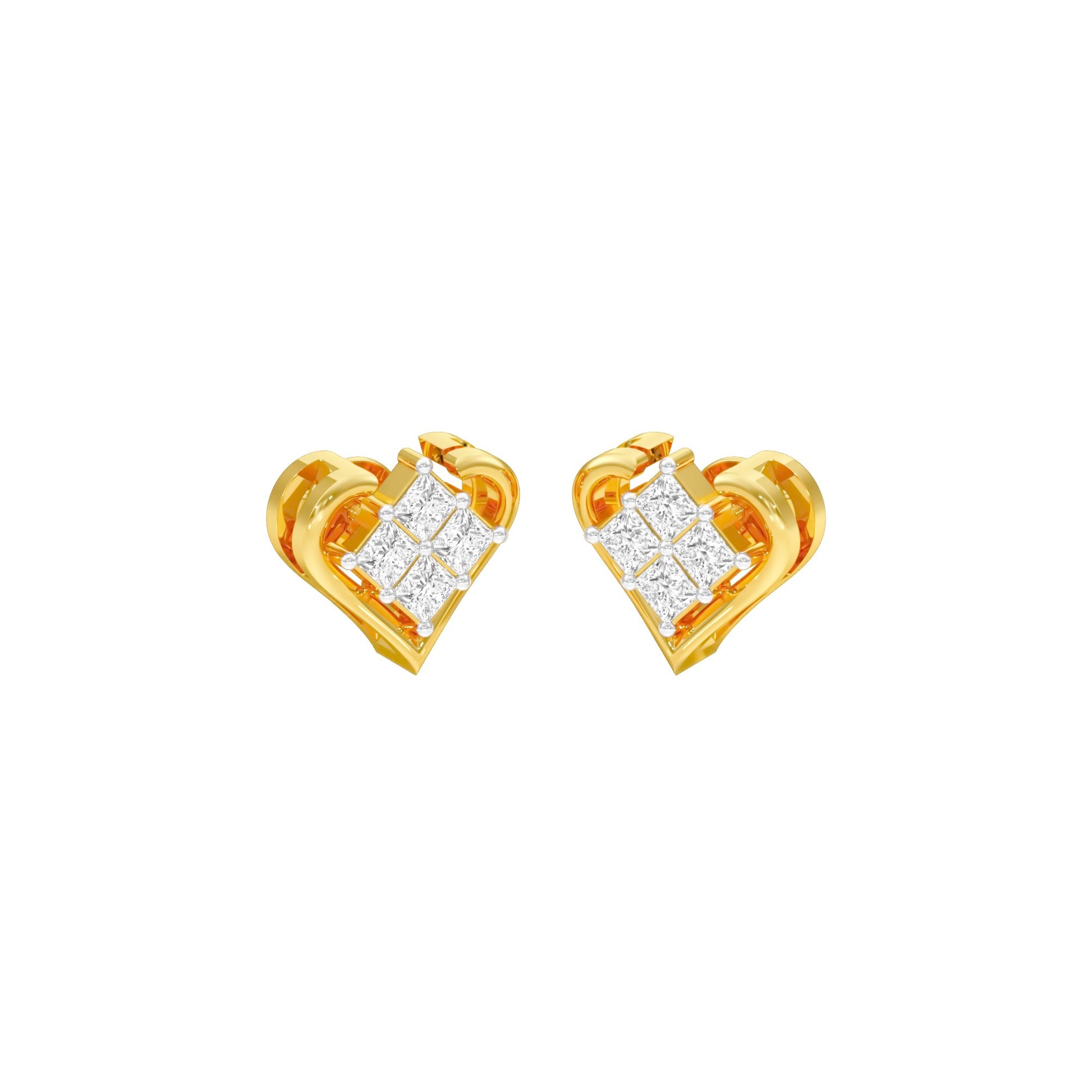 Sparkling Hearts Diamond Stud Earrings 18 KT / Yellow Gold