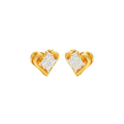 Sparkling Hearts Diamond Stud Earrings 18 KT / Yellow Gold