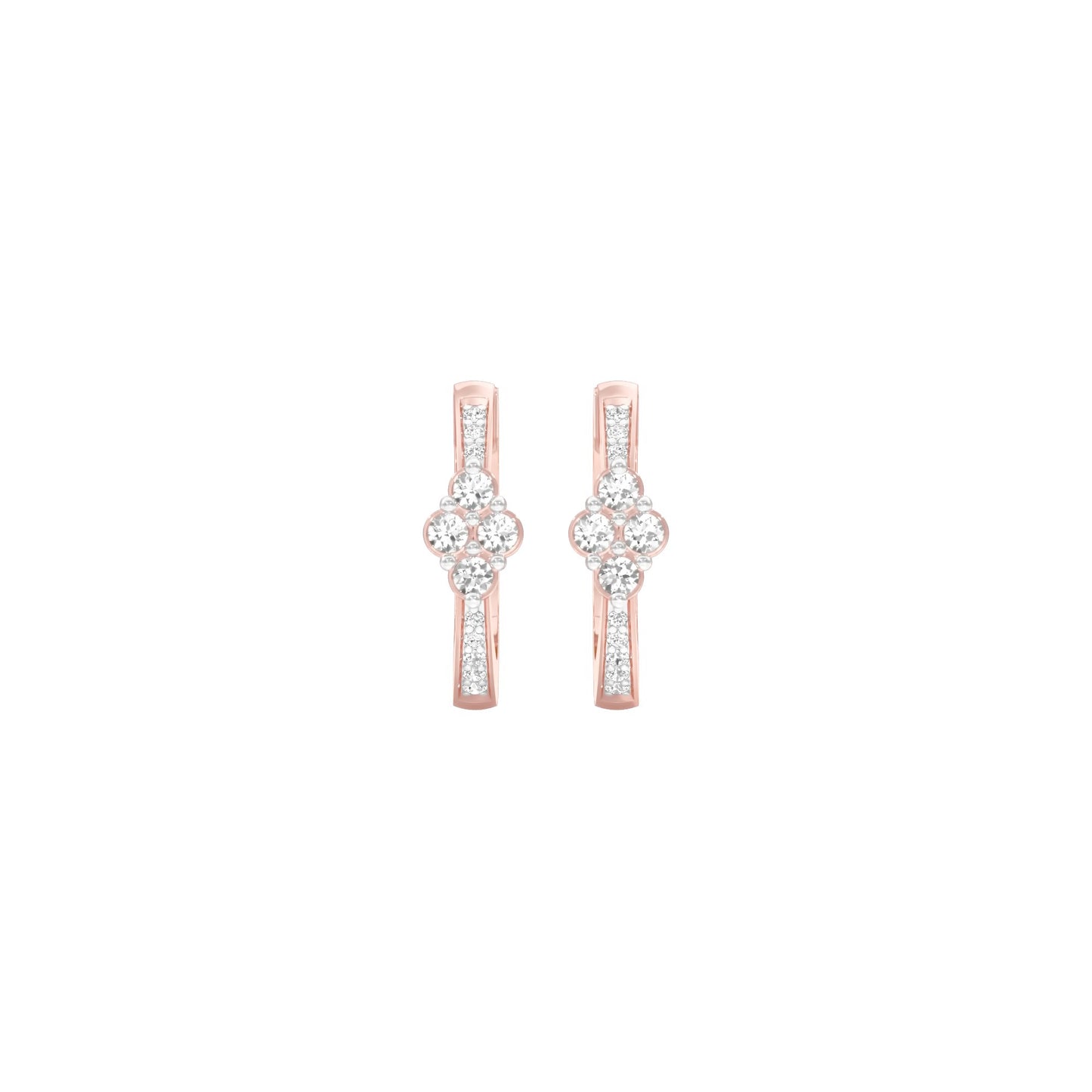Light Tile Diamond Bali Earrings 18 KT / Rose Gold