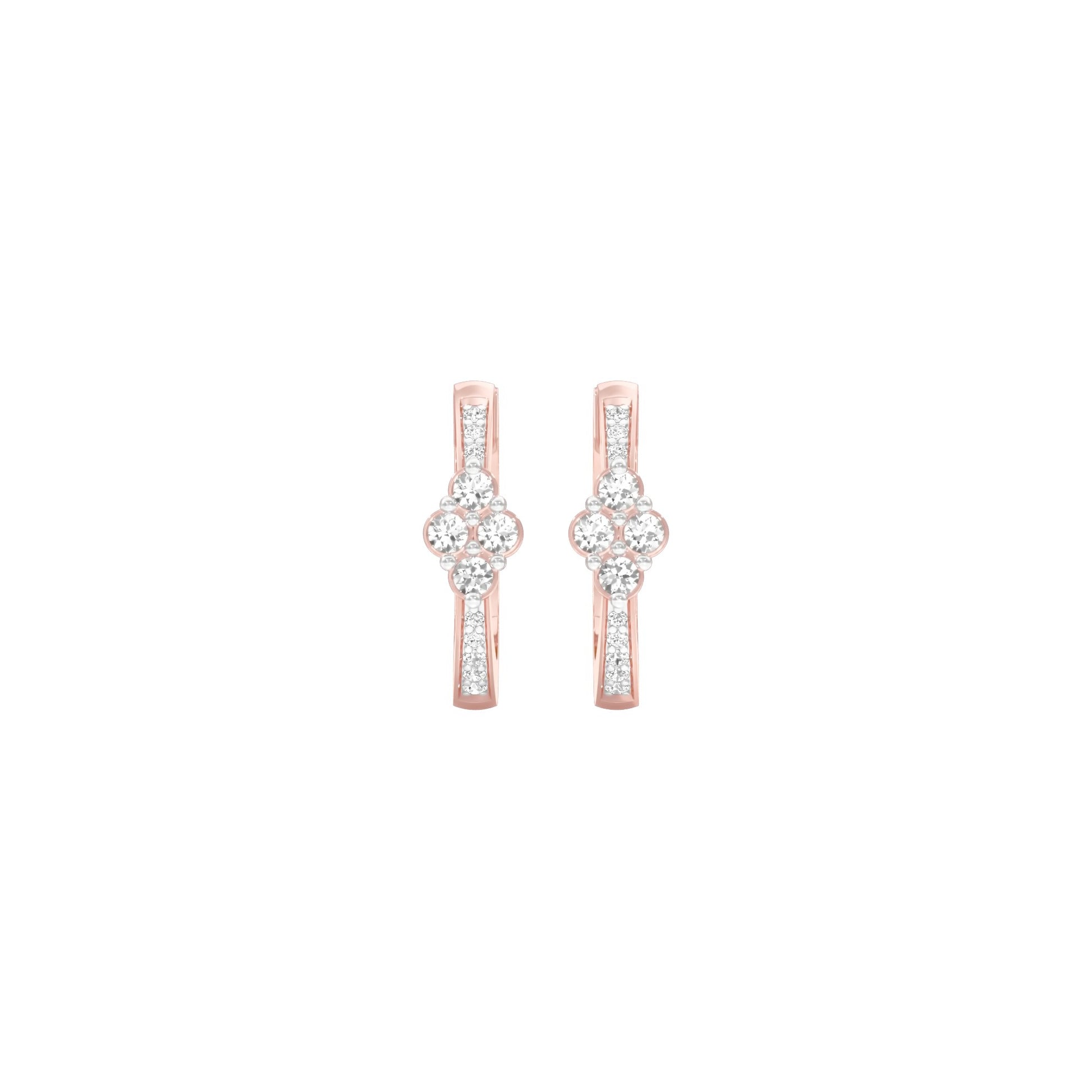 Light Tile Diamond Bali Earrings 18 KT / Rose Gold