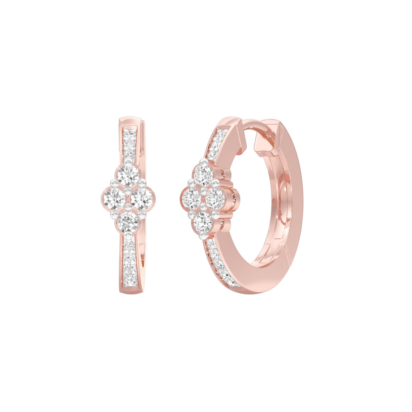 Light Tile Diamond Bali Earrings 18 KT / Rose Gold