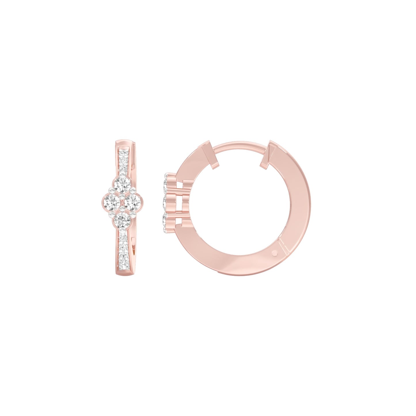Light Tile Diamond Bali Earrings 18 KT / Rose Gold