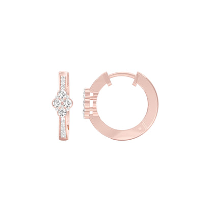 Light Tile Diamond Bali Earrings 18 KT / Rose Gold