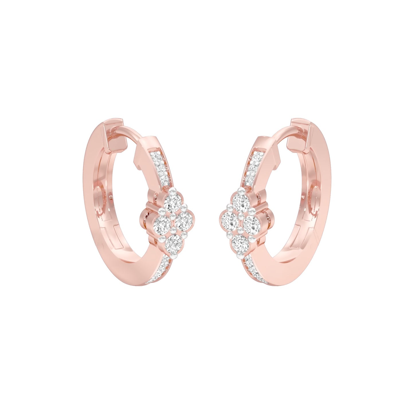 Light Tile Diamond Bali Earrings 18 KT / Rose Gold