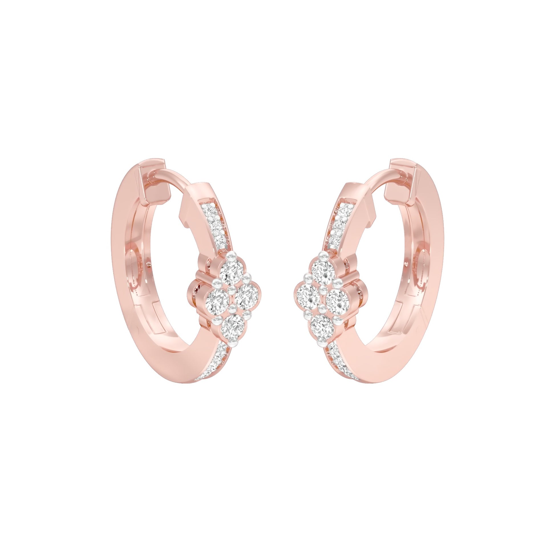 Light Tile Diamond Bali Earrings 18 KT / Rose Gold