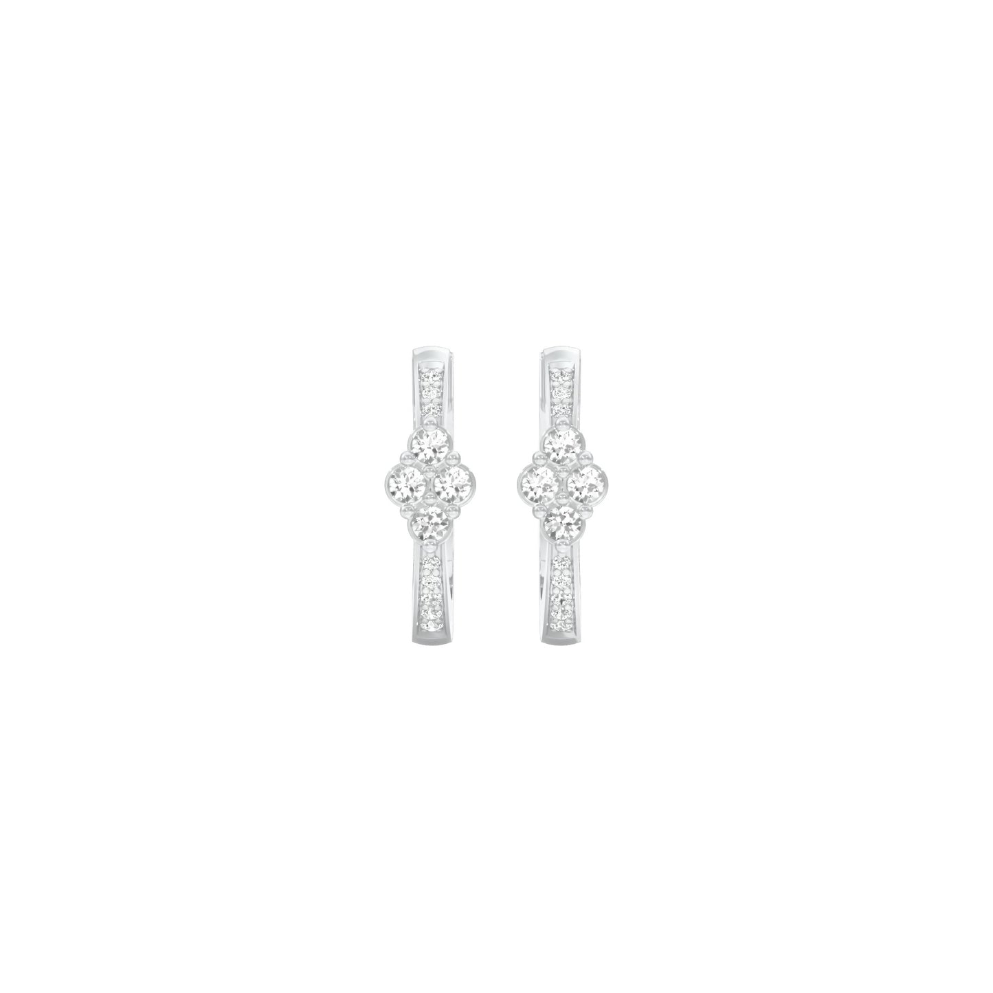 Light Tile Diamond Bali Earrings 18 KT / White Gold