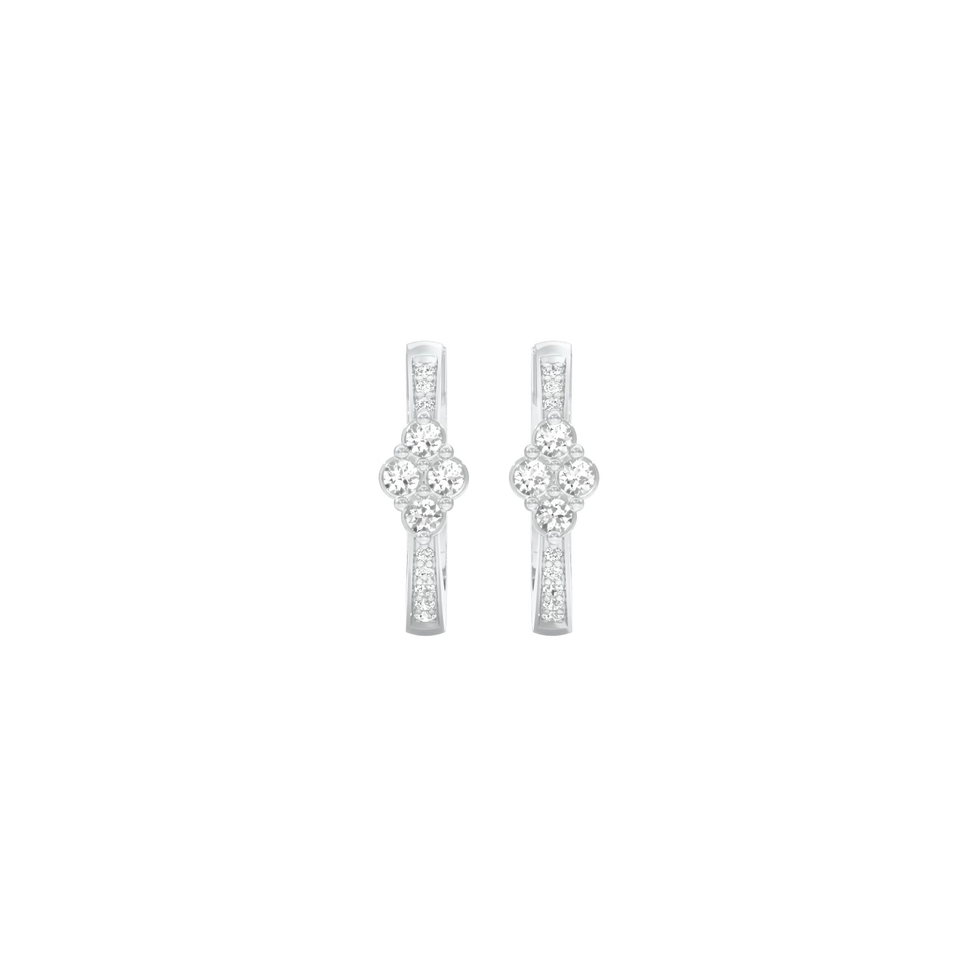Light Tile Diamond Bali Earrings 18 KT / White Gold